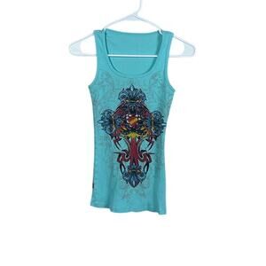 Y2K Blue Bling Tank size S